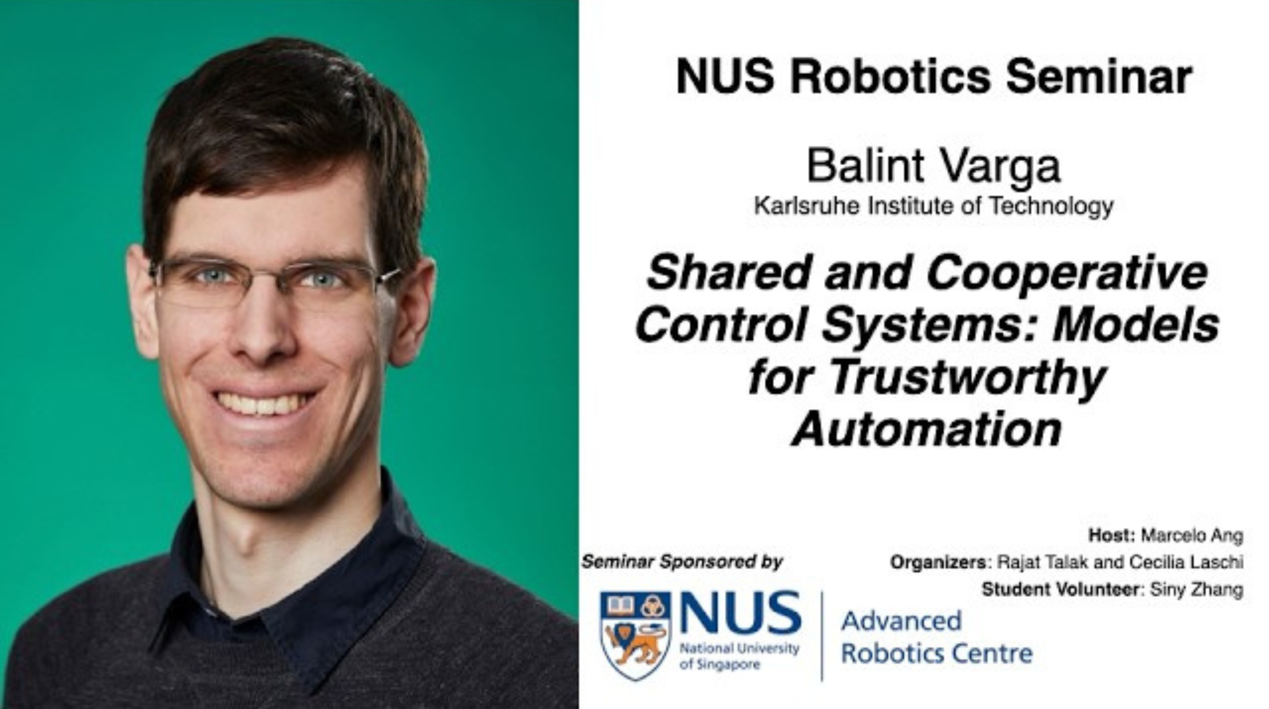 NUS Robotics - Balint Varga - Shared and Cooperative Control Systems
