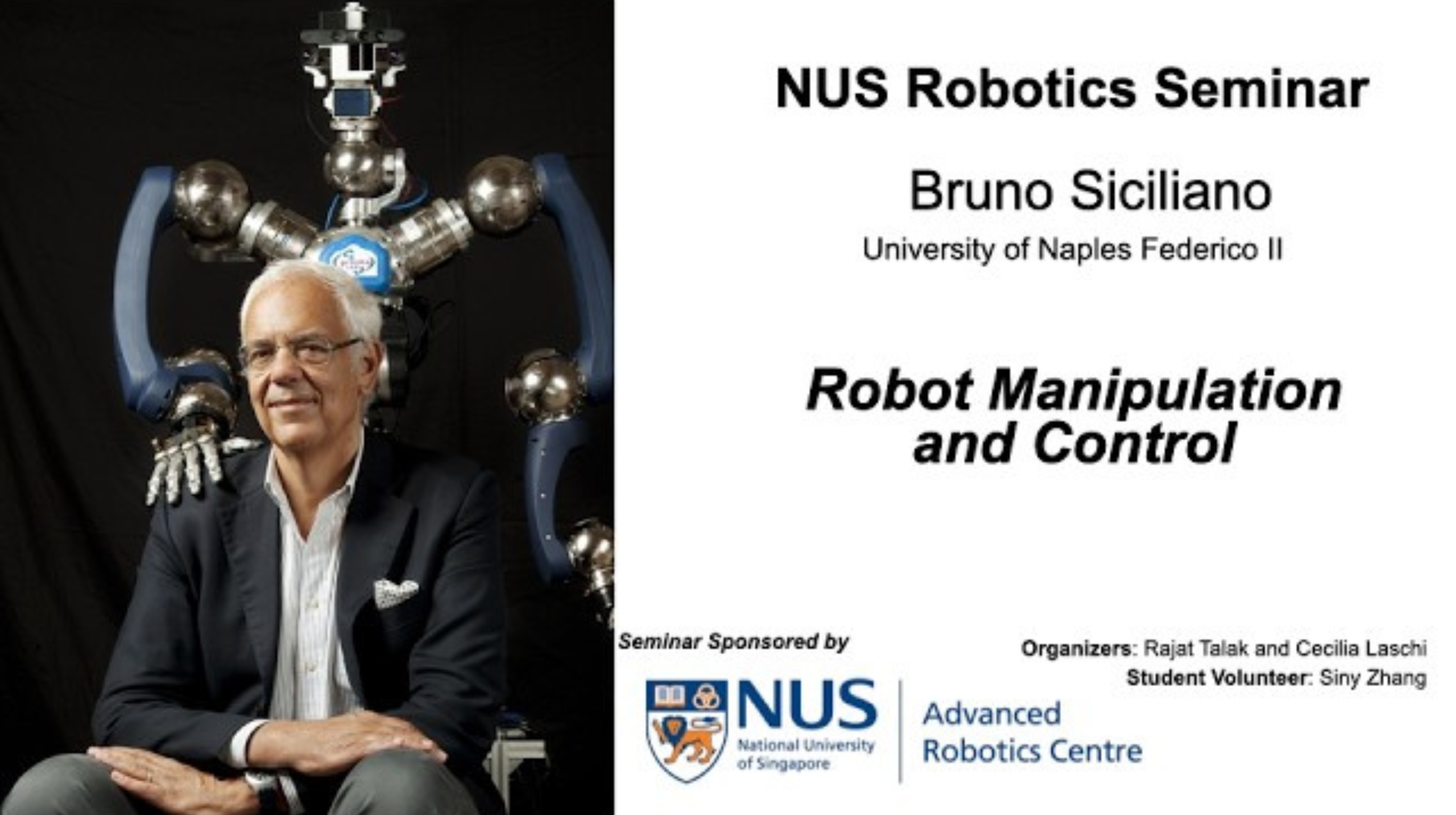 NUS Robotics - Bruno Siciliano - Robot Manipulation and Control